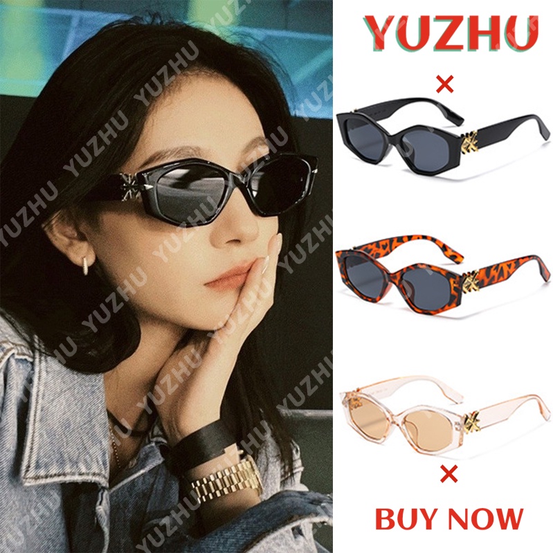 （YUZHU）Baru Kedatangan Western Retro Cat Eye Sunglasses Untuk Wanita Kacamata Kecil Sempit