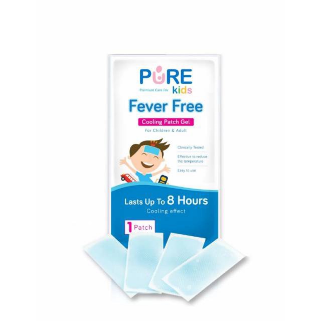 PURE Baby &amp; Kids Fever Free - 1 dus isi 4 lembar cooling patch gel KEMASAN BARU