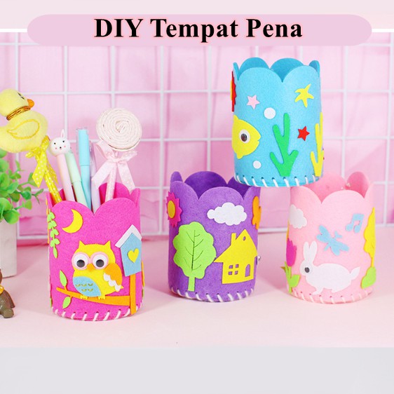 [ORGM] Mainan Edukasi DIY Tempat Pena Stationery Bahan Flanel Motif Lucu