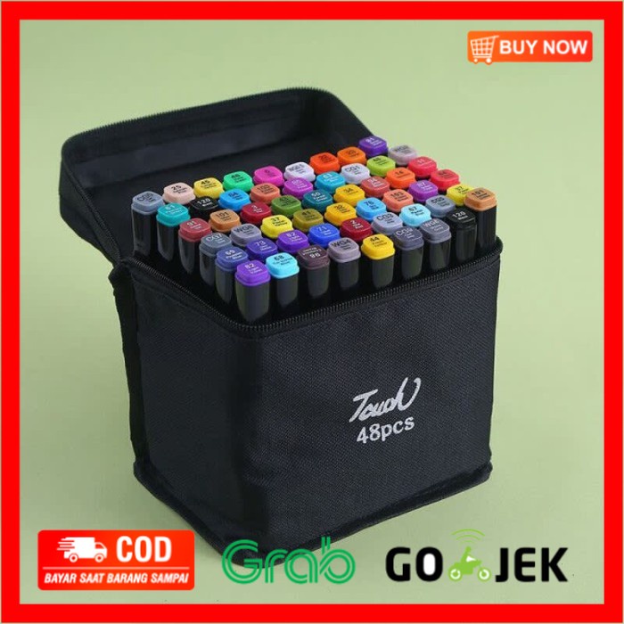 

(BISA COD) Touch Spidol Dual Side Fine Art Brush Pen Art Marker Set 48 Color Hl02