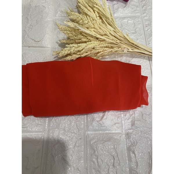 selendang sifon cref warna buah naga-Merah