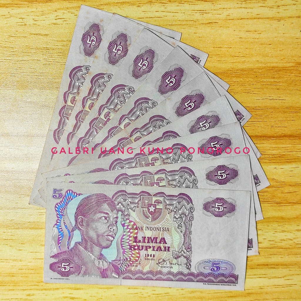 Uang Kuno 5 rupiah seri sudirman tahun 1968