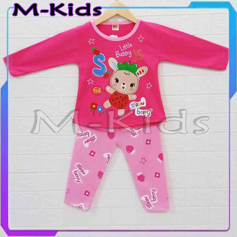 MKids88 - Baju Setelan Panjang KAOS Anak Perempuan Gambar Little Bunny / Kelinci