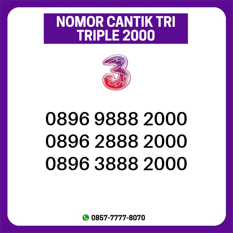 NOMOR CANTIK TRI TRIPLE 888 SERI 2000