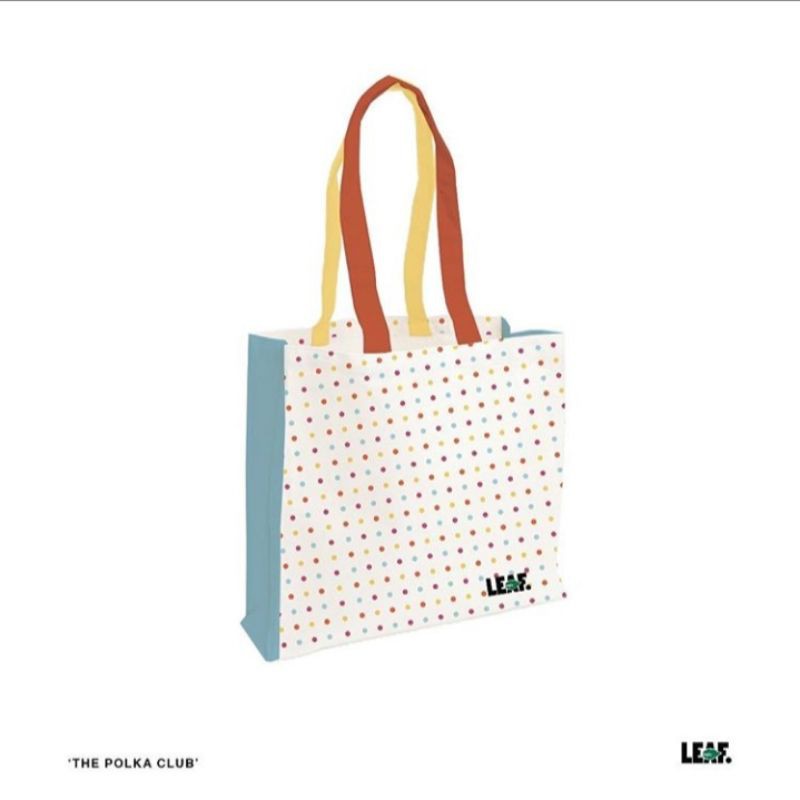 (SOLD)❌ TOTEBAG LEAF POLKA - WHITE