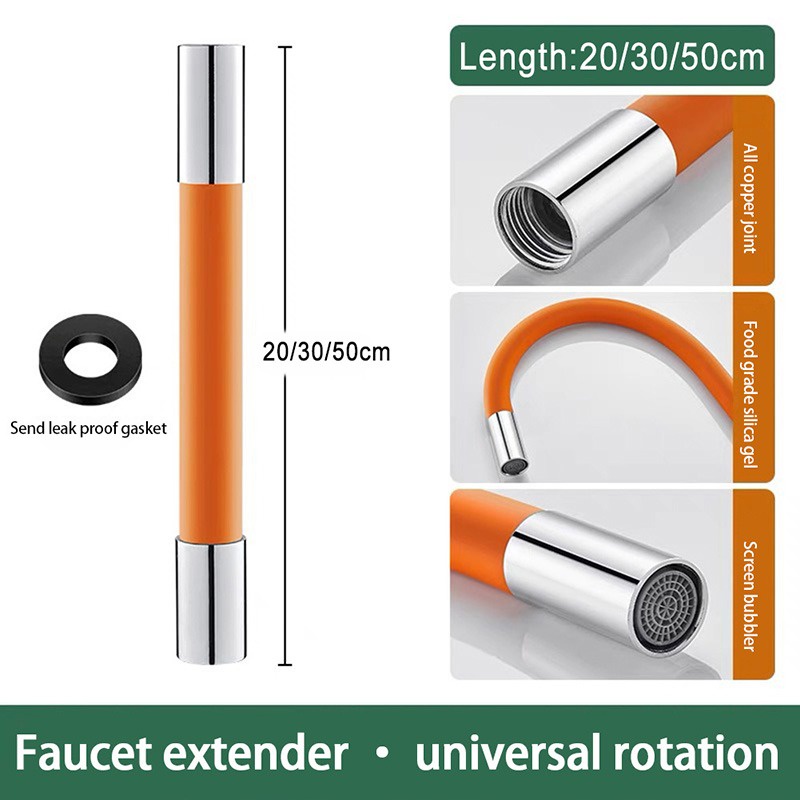 Faucet Extension Extender 360° Rotation Adjust Free Bending Faucet Splash-proof Universal Extension Tube For Bathroom Wash Basin