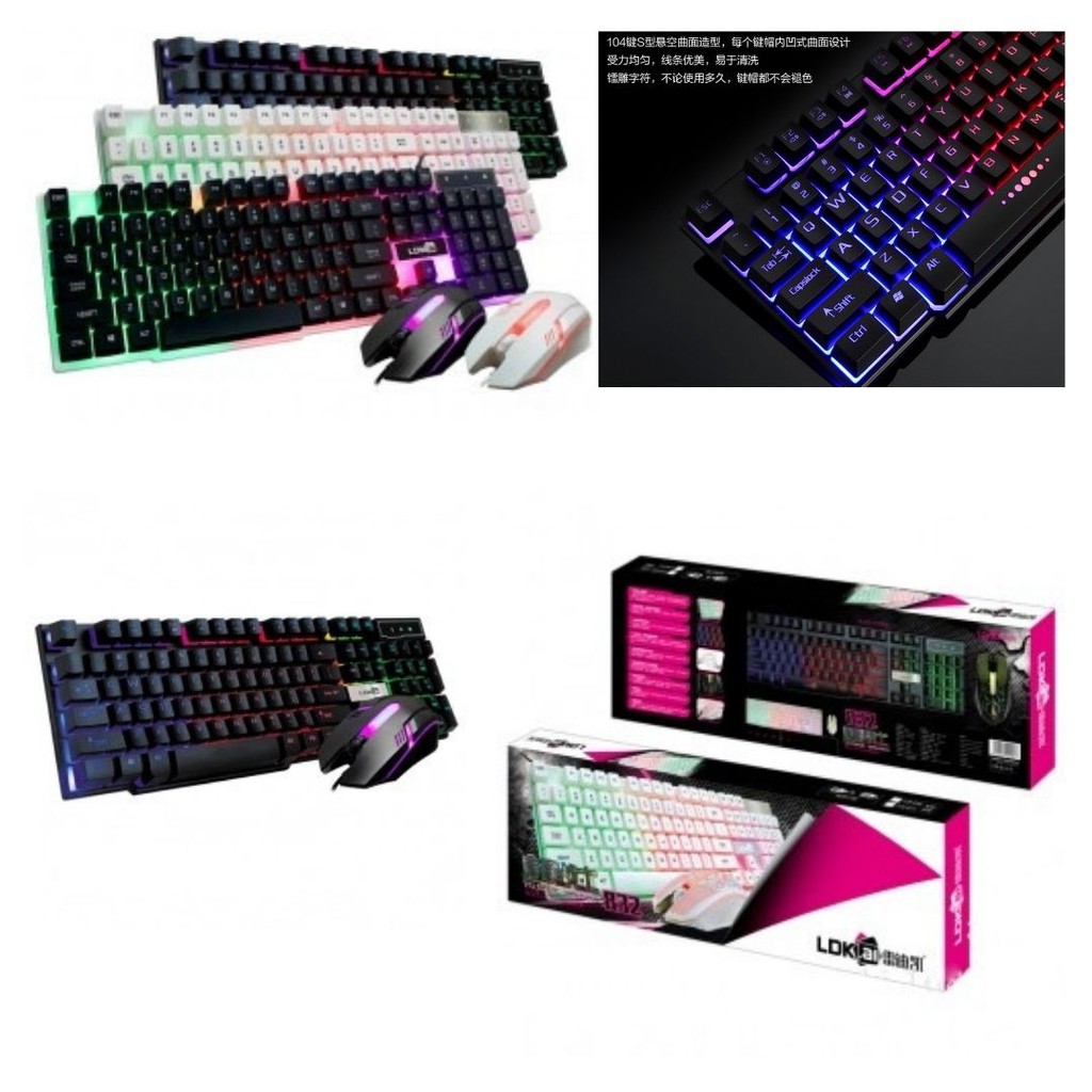 Paket Keyboard Mouse Gaming LED Komputer LDKAI832 111130