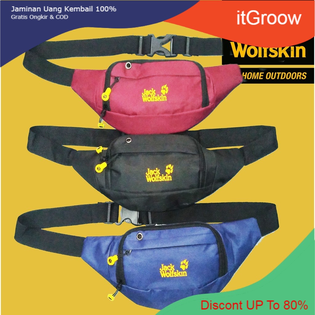 PROMO Waistbag TRM waterfroop Tas Selempang Outdoors Jack Wolfskin/ Tas Pinggang Outdoors TNF -Y23