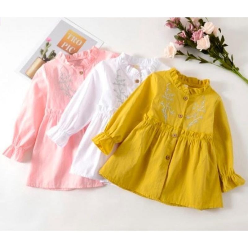 Atasan Panjang Anak Perempuan 1-5 tahun / Blouse Blus Anak / Baju Kemeja Putih Seragam Muslim Anak