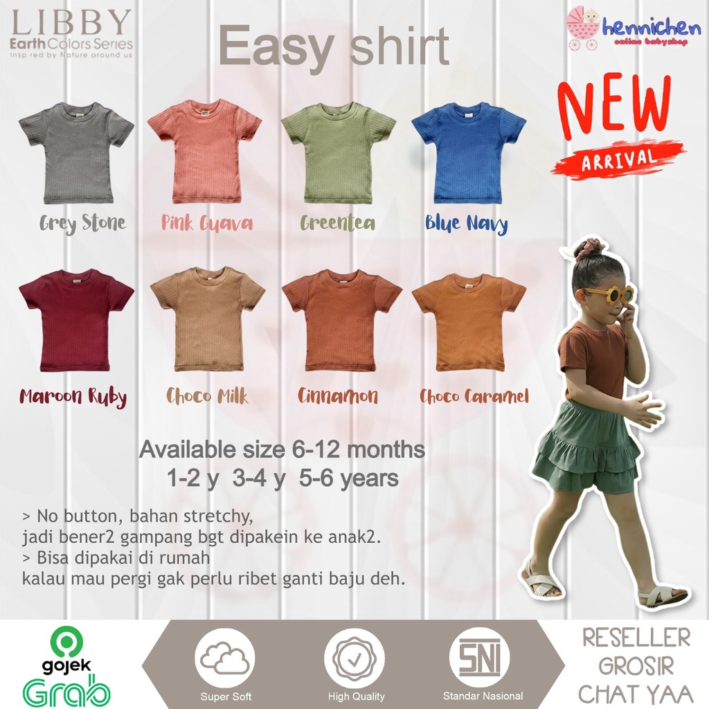 Libby baby NEW Earth Series Easy Shirt kaos anak tshirt anak libby 9 bulan - 6 tahun