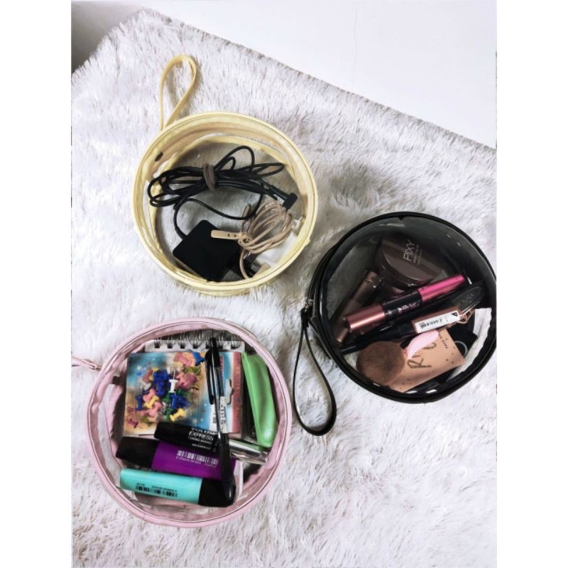 Pouch PVC Round Bag | Circle Pouch | Tas Bulat Wanita Hand Bag Mika Transparan Fashion Bag
