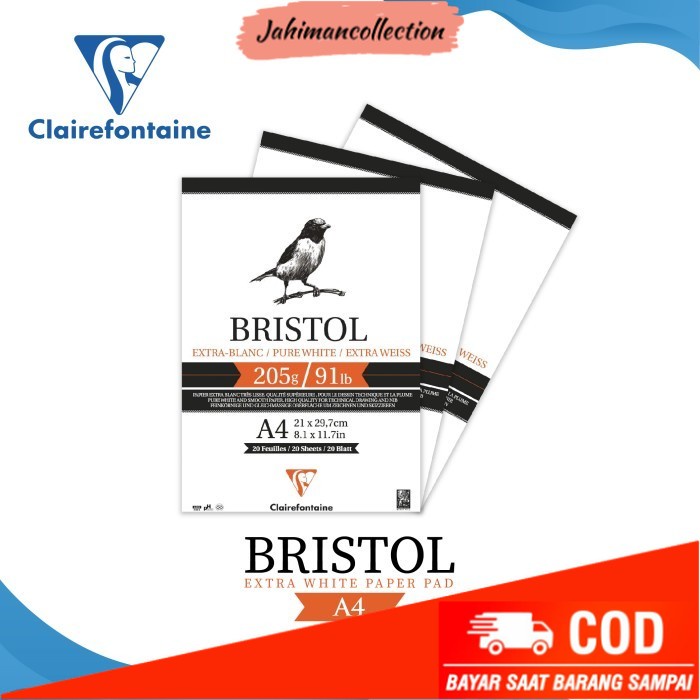 

✨ BISA COD ✨ Kertas Gambar Clairefontaine Bristol A4 Extra White Paper Pad