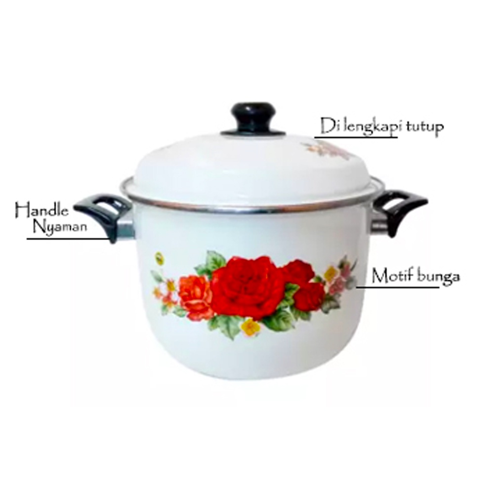 FM - Maspion Panci Stock Pot Enamel 34 cm Motif Bunga ST 112 134 serbaguna