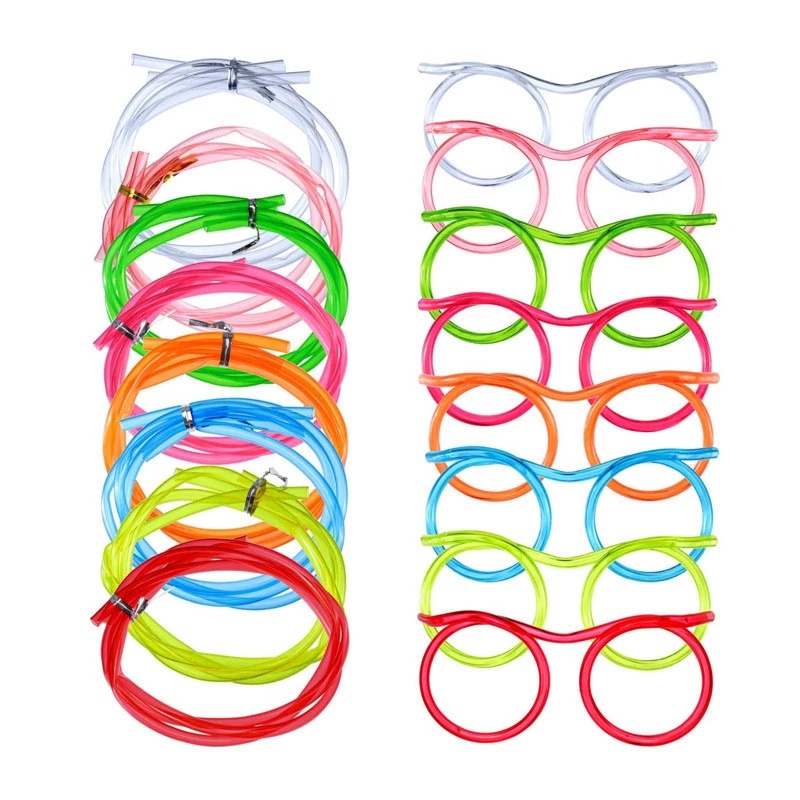 Funny PVC Glasses Straw / Flexible Drinking Tube Drinking Straws for Kids Party Accessories