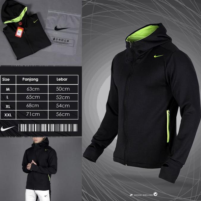 JAKET HOODIE NIKE TRAINING JACKET THUMBHOLE BLACK - M