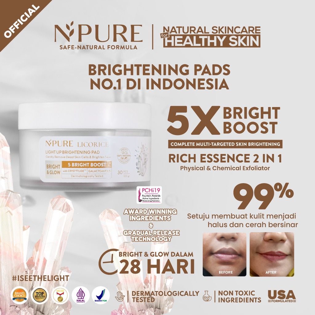 NPURE LICORICE LIGHT UP BRIGHTENING PAD - 30 PCS