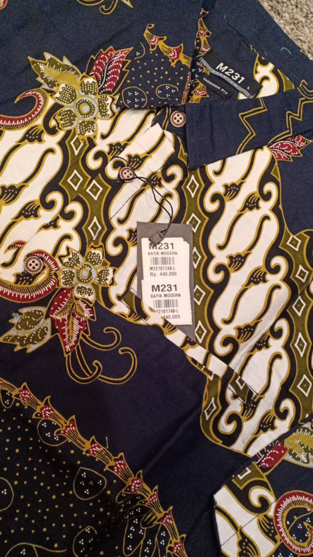 M231 Kemeja Pria Batik Pendek Navy 1748a