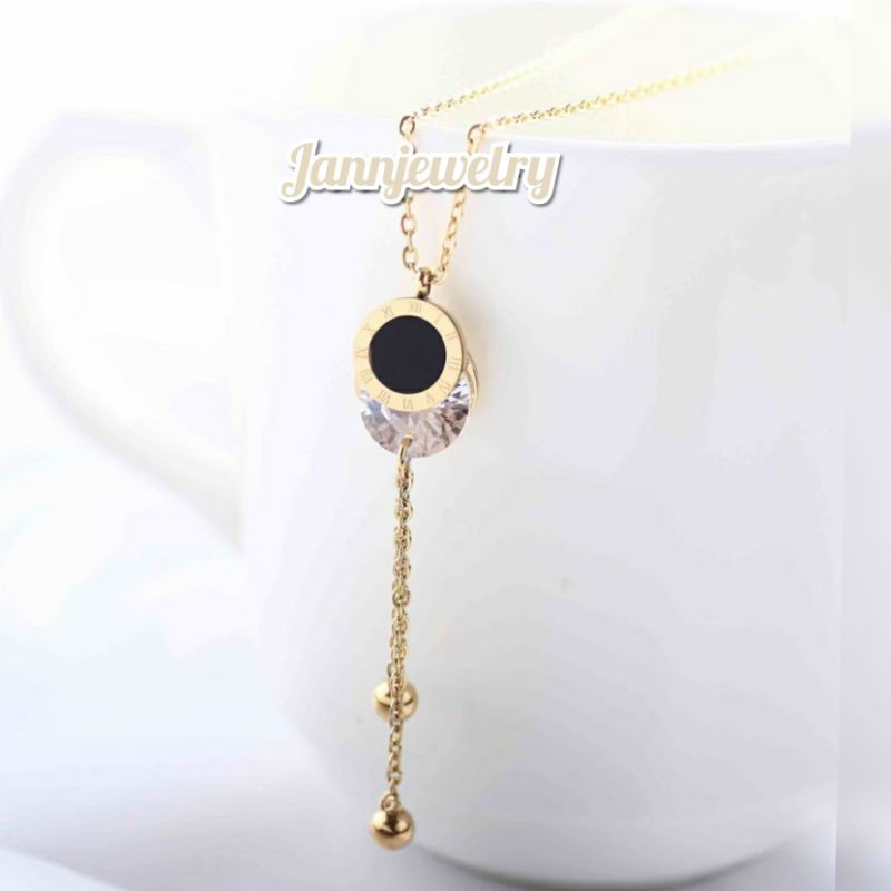 Kalung Titanium Asli Anti Karat One Stone Fashion Korea Simple