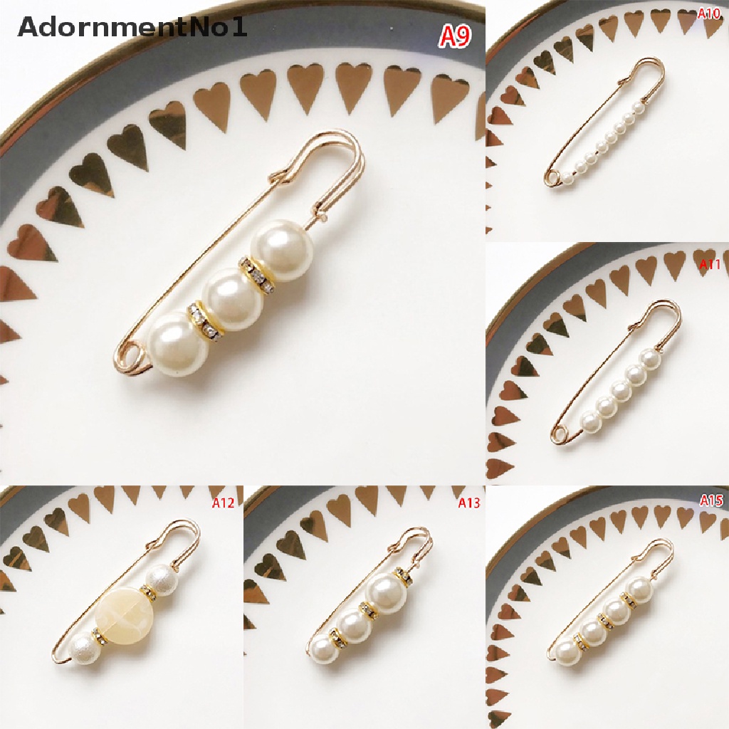 (AdornmentNo1) 1pc Bros / Pin Motif Geometri Aksen Mutiara + Berlian Imitasi Untuk Perhiasan Wanita DIY