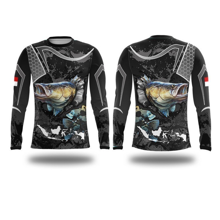 Kaos Baju Jersey jersy mancing fishing mania liar hitam Lengan Panjang