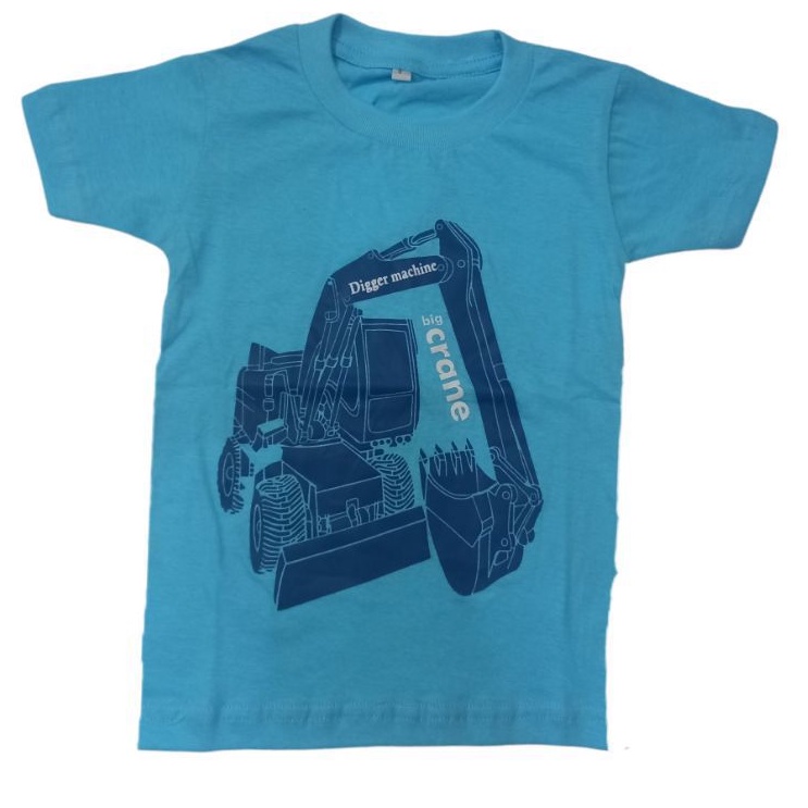 BAJU KAOS ANAK LAKI LAKI BEKO EXCAVATOR BEKO/ BULDOZER / BIG CRANE Biru 1-6 TAHUN