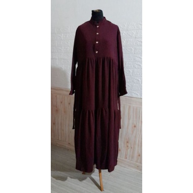 gamis kringkel polos umpak burgundy