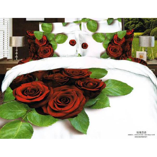 Sprei Motif Mawar Merah Hijau | Sprei Jepang