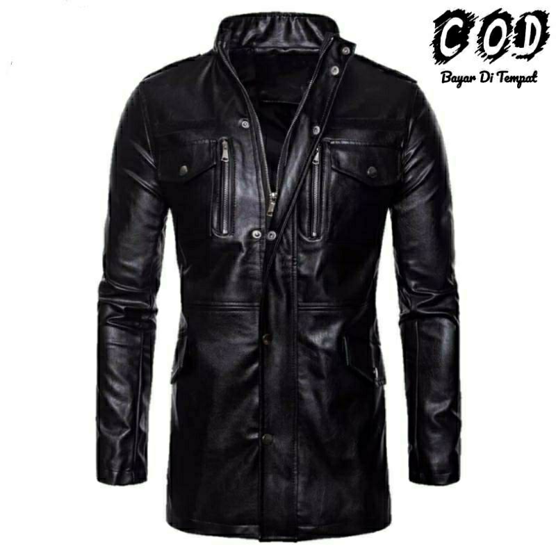 JAKET KULIT SAFARI JUBAH PRIA SETENGAH LUTUT ASLI SINTETIS GARUT SUPER ORIGINAL TERBARU 2021
