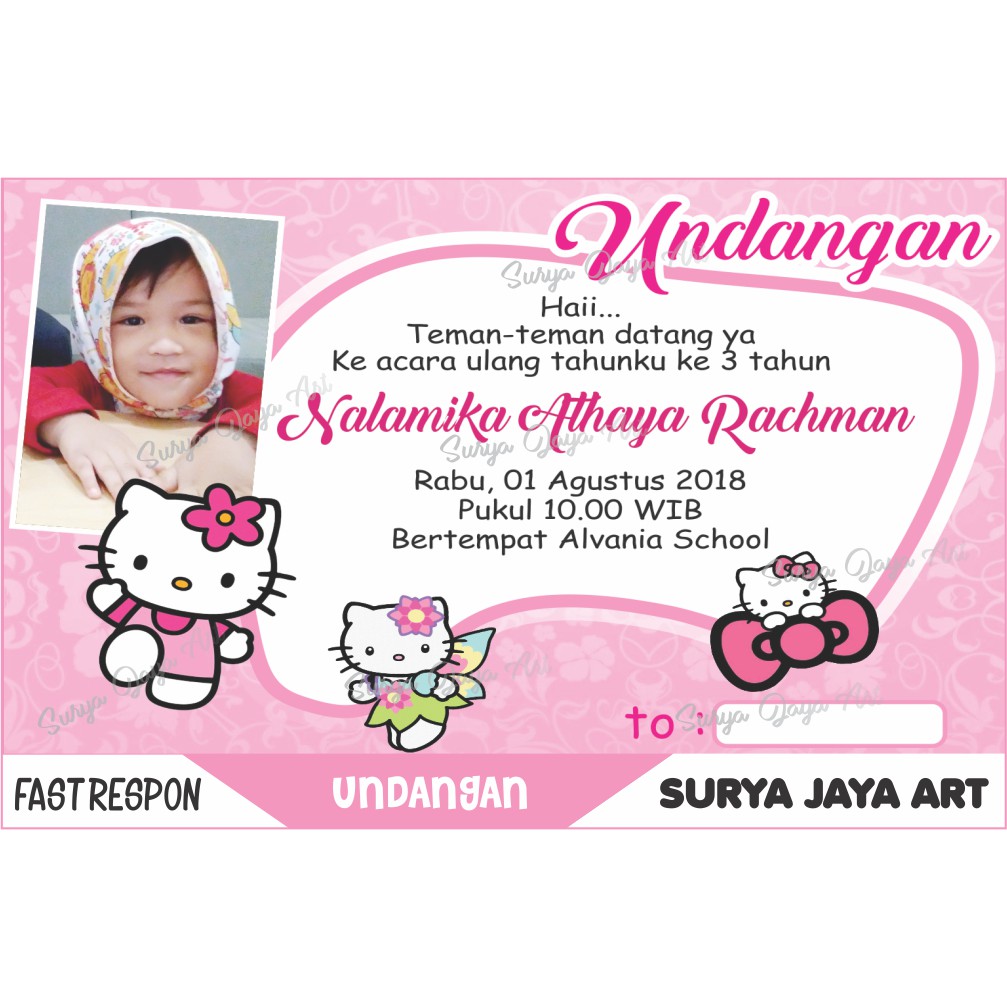  undangan  ulang tahun hello  kitty  undangan  ultah  