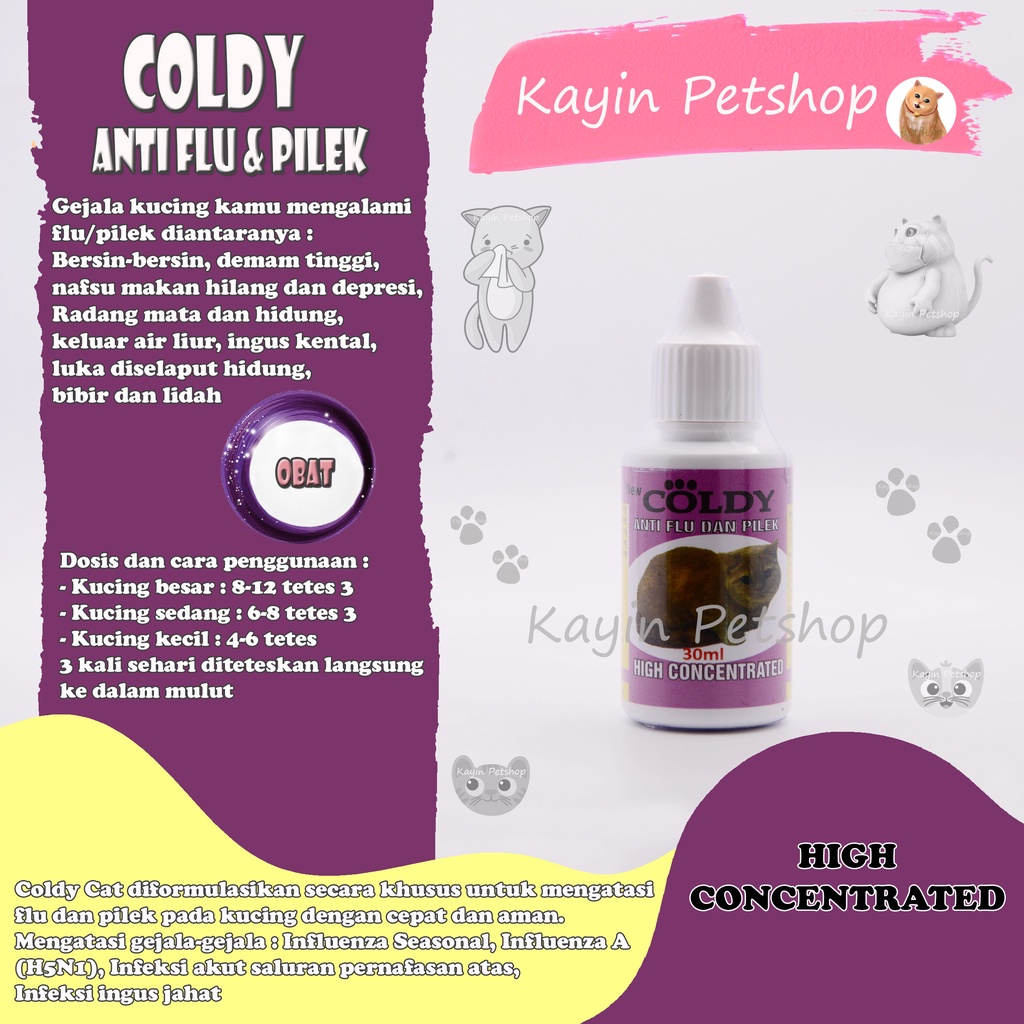 COLDY 30ml - Obat Anti Flu Dan Pilek Untuk Kucing Dan Kitten (mengatasi flu kucing - mengatasi pilek