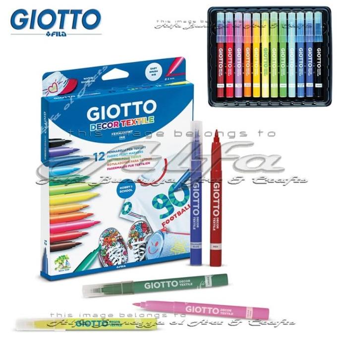 

GIOTTO Decor Textile 12 Colours - Paint Markers - Spidol Kain 12 Warna