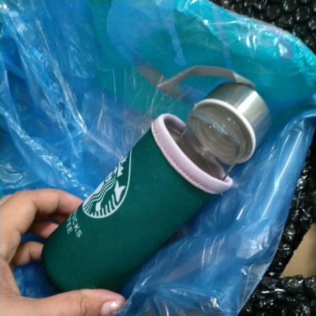 Botol Minum Kaca 300 Ml+ Sarung Pouch