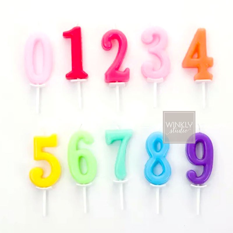 Lilin Angka Warna Warni / Number Candle / Lilin Umur Ulang Tahun - WARNA