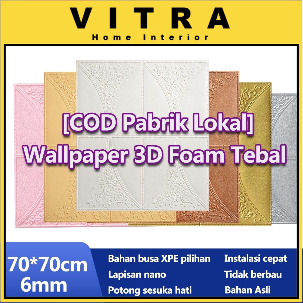 [COD Beli 10 Gratis 1] L 70*70cm 4-6mm Tebal Wallpaper 3D Foam Wallpaper Dinding Batu Bata Stiker Di