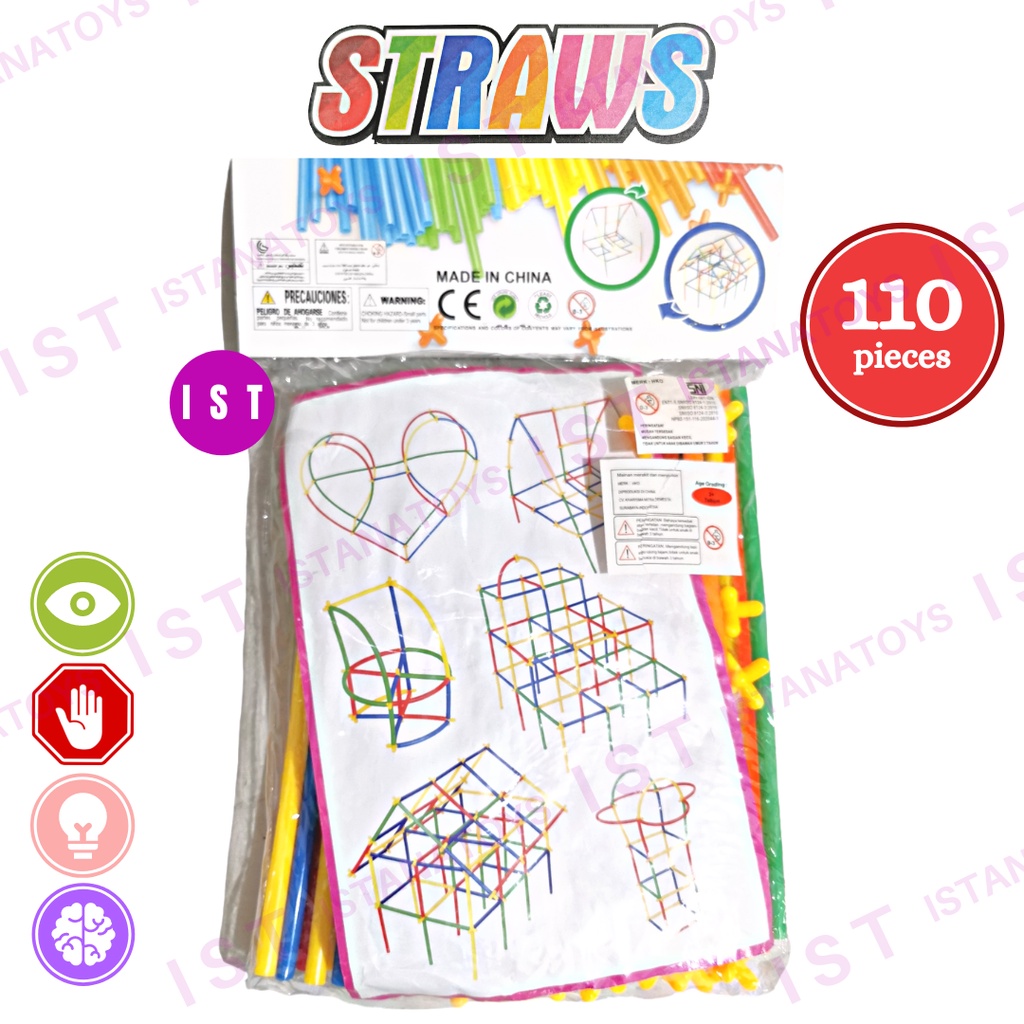 mwn.toys Magic Straws isi 110 pcs- Straws and Connectors Building Toys