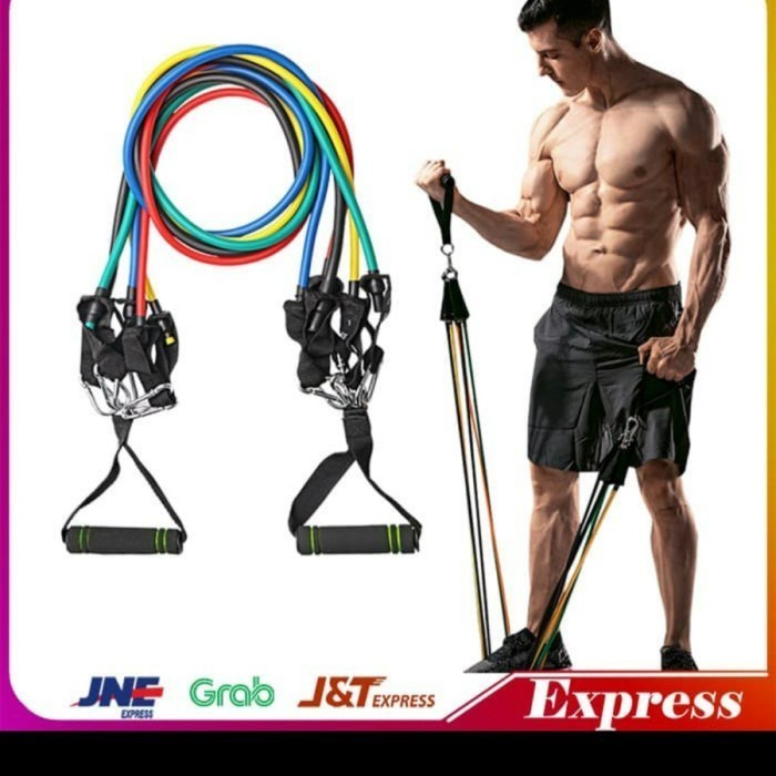 11 IN 1 RESISTANCE BAND SET FITNESS GYM STRETCHING PILATES YOGA STRECH