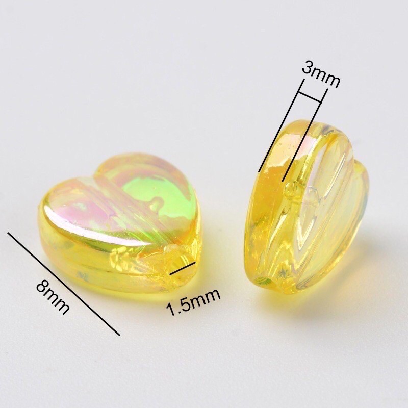 20pcs. Manik beads love AB rainbow transparan