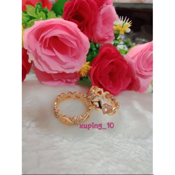 Cincin xuping love melingkar mewah 24 k perhiasan wanita