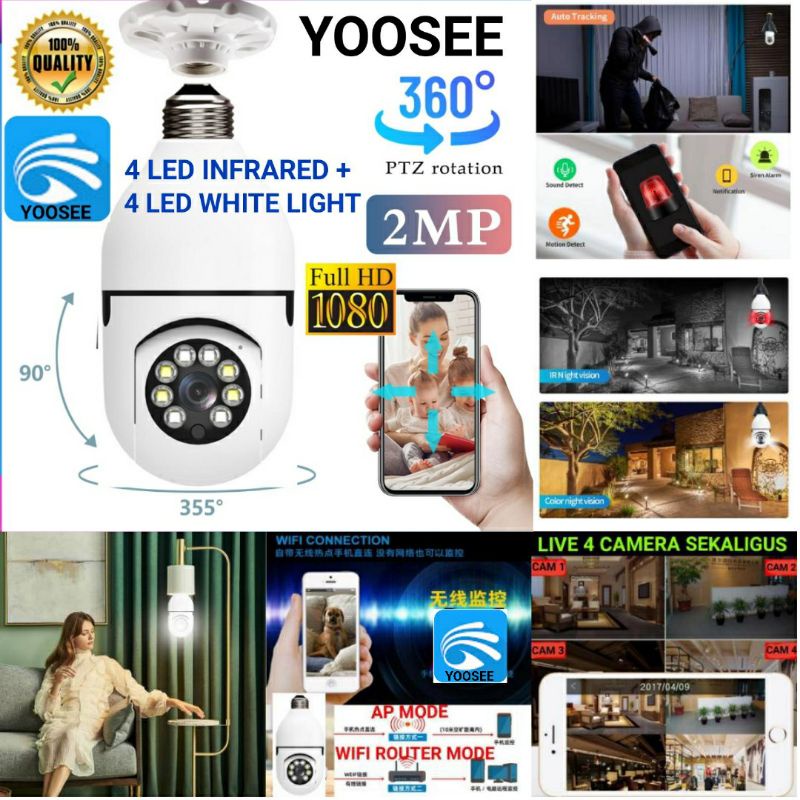 YOOSEE BOHLAM IP CAMERA WIRELESS FULL HD 1080P 4 LED WHITE LIGHT 4 LED INFRARED CCTV WIFI WIRELESS INDOOR