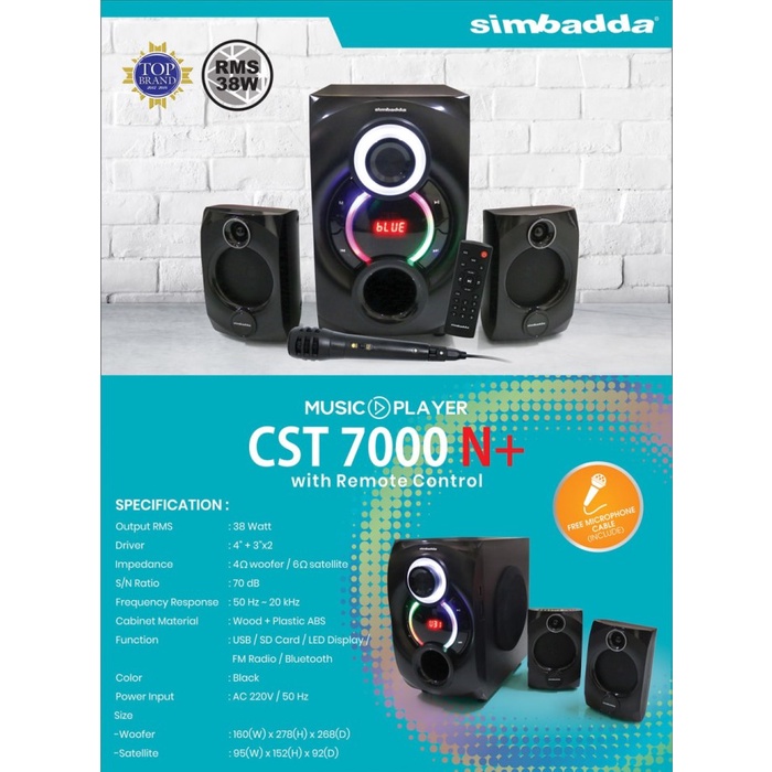 Speaker Simbadda CST-7000N+ Plus CST7000 Plus Bluetooth CST 7000N FREE MIC