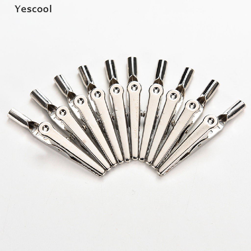 Yescool 10pcs Kabel Test Klip Buaya Bahan Stainless Steel