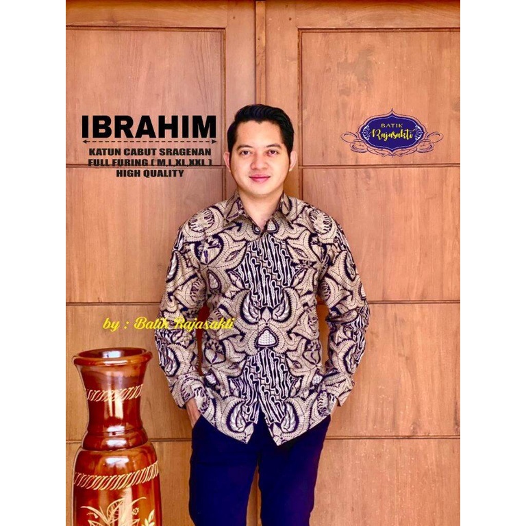 Kemeja batik pria lengan panjang pendek warna mocca /baju batik pria terbaru warna mocca /ibrahim