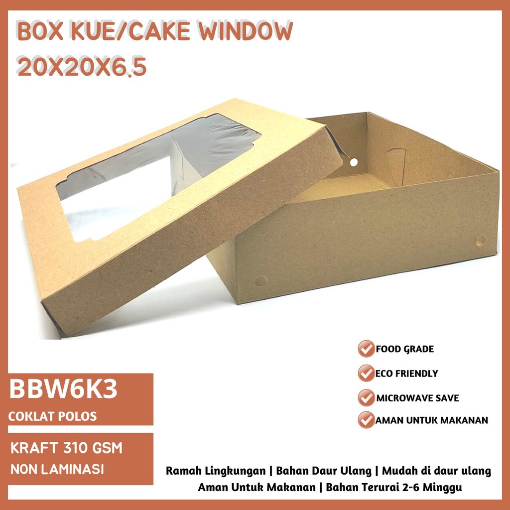 Box Nasi 20x20 Dus Nasi 20X20 Dus Kaca (BBW6K3-20X20X6.5 Cm)