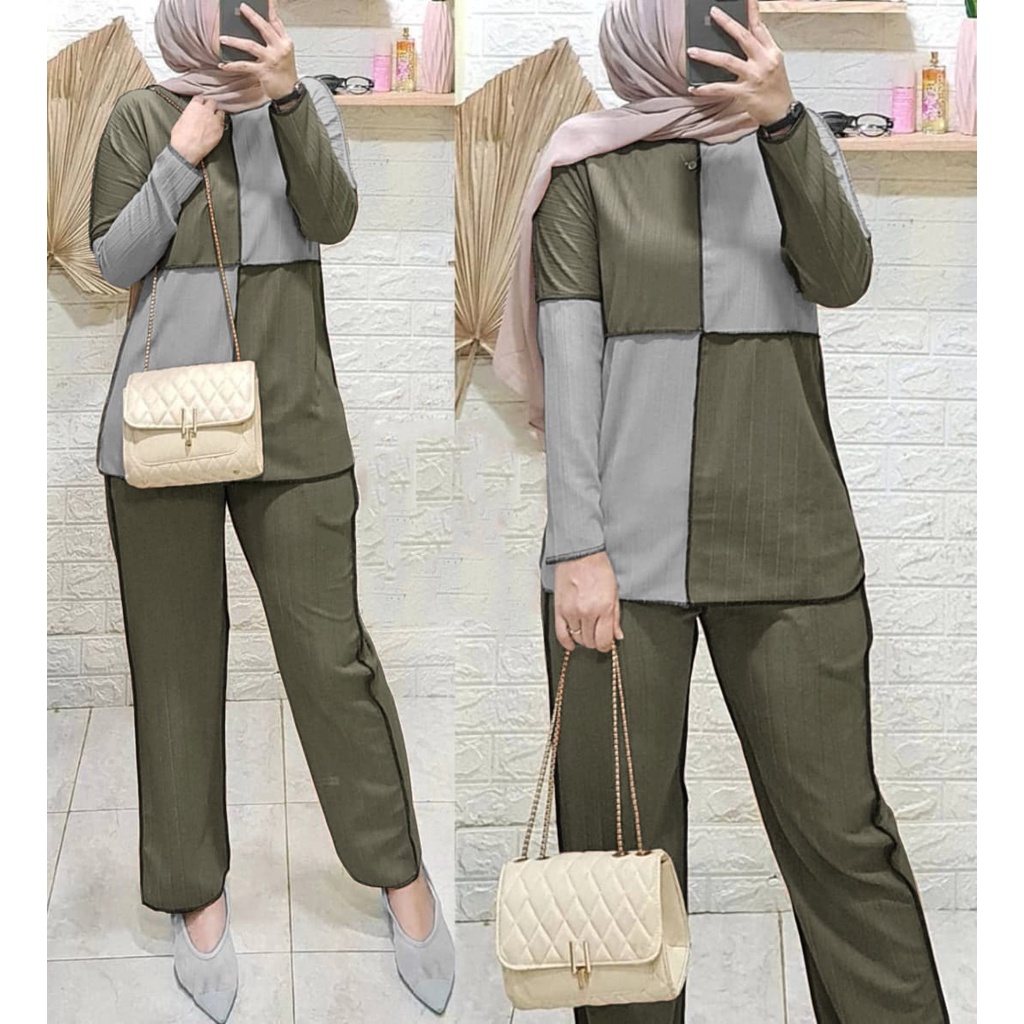 PAKAIAN WANITA SETELAN CELANA CELLO FASHION TERKINI DMR