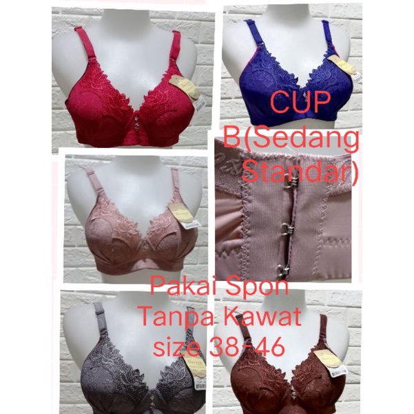 BH Hak 3 (G213/365) Pakai Spon Tanpa Kawat CUP B to C (Sedang agak besar)SiZE 38- 46 BRA Remaja Dewasa