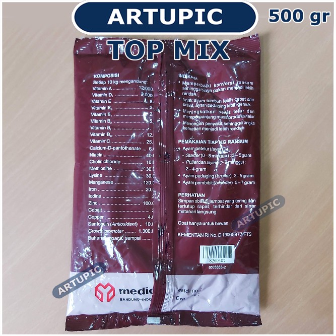 Top Mix 500 gram Topmix Tambahan pakan ayam penggemuk meningkatkan produksi telur mineral Medion