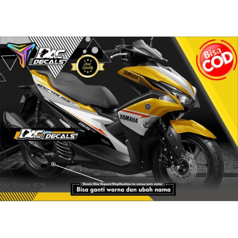 sticker decal aerox kuning putih