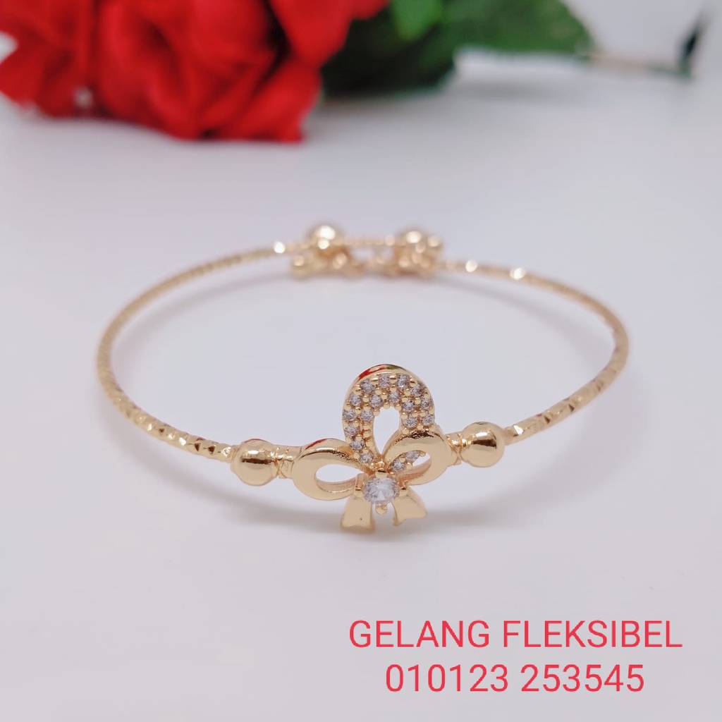 Gelang Tangan Fleksibel Bangle Wanita Titanium Xuping Perhiasan Aksesoris Fashion Lapis Emas Anti Karat