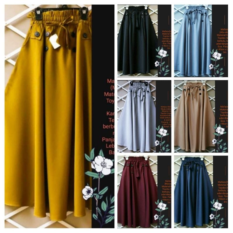 Rok Payung Wanita Jumbo Bahan Moscrape / Rok Payung Wanita / Rok Payung Panjang Bahan Jatuh Tebal / 
