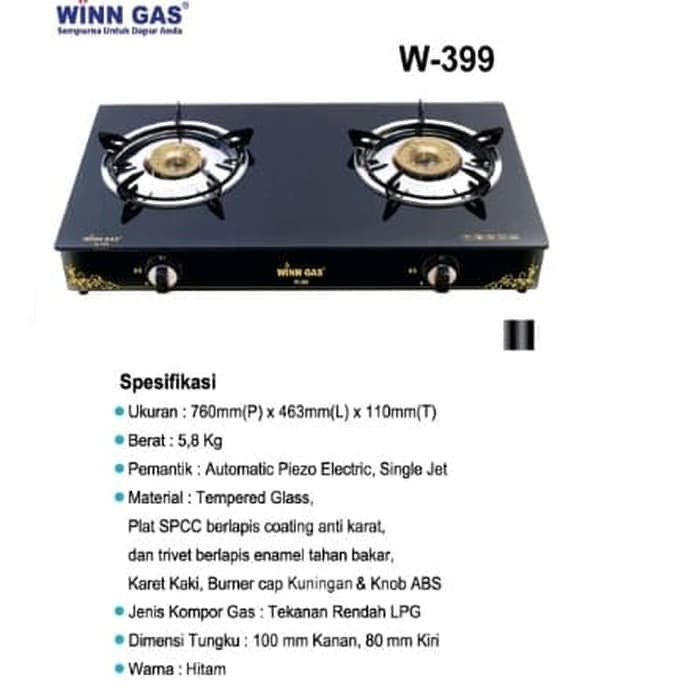 Winn Gas W -399 Kompor gas Kaca 2 Tungku